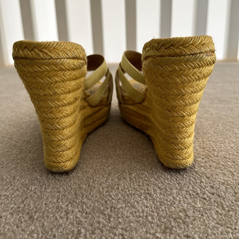 Christian Louboutin Yellow Espadrille Wedge Sandals - Picture 3 of 7